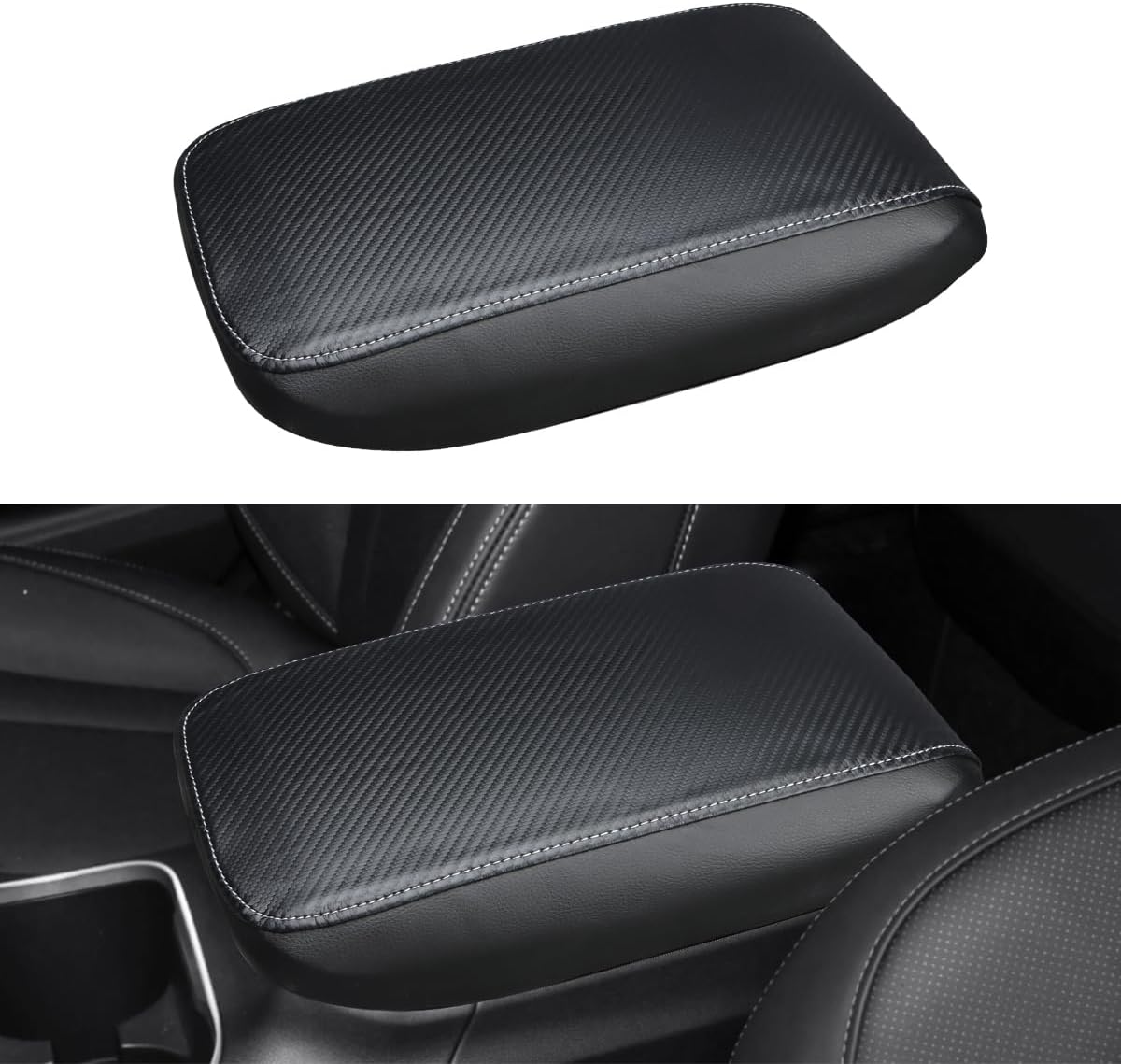 INTGET Car Center Console Cover for 2024 2025 Subaru Outback Legacy Accessories 2023 2022 2020 2021 Leather Armrest Cover Arm Rest Box Lid Cover Seat Protector (Black Pad)