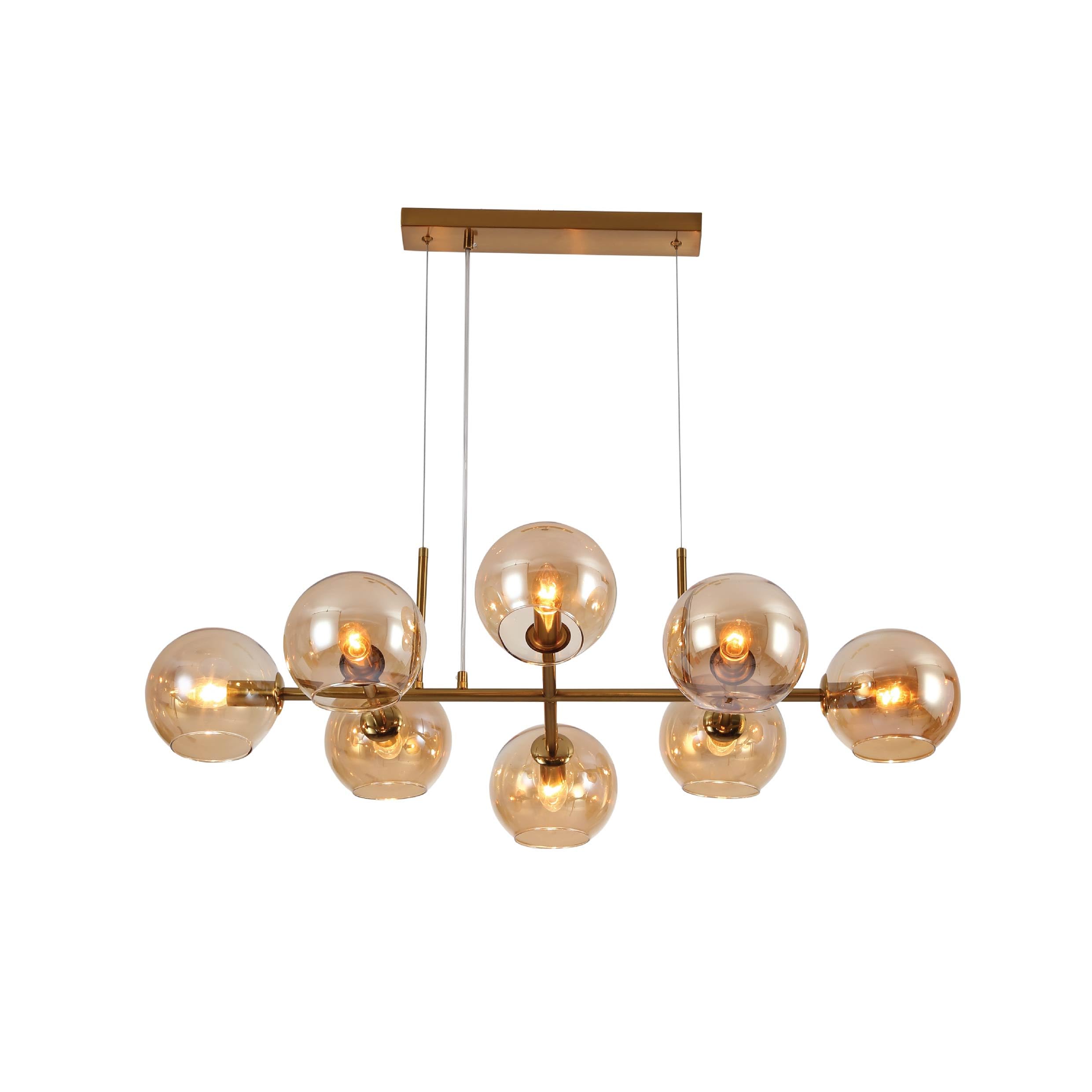 Amber Globe Glasses Metal Body Kitchen Island Chandelier Ceiling Light TEKLED