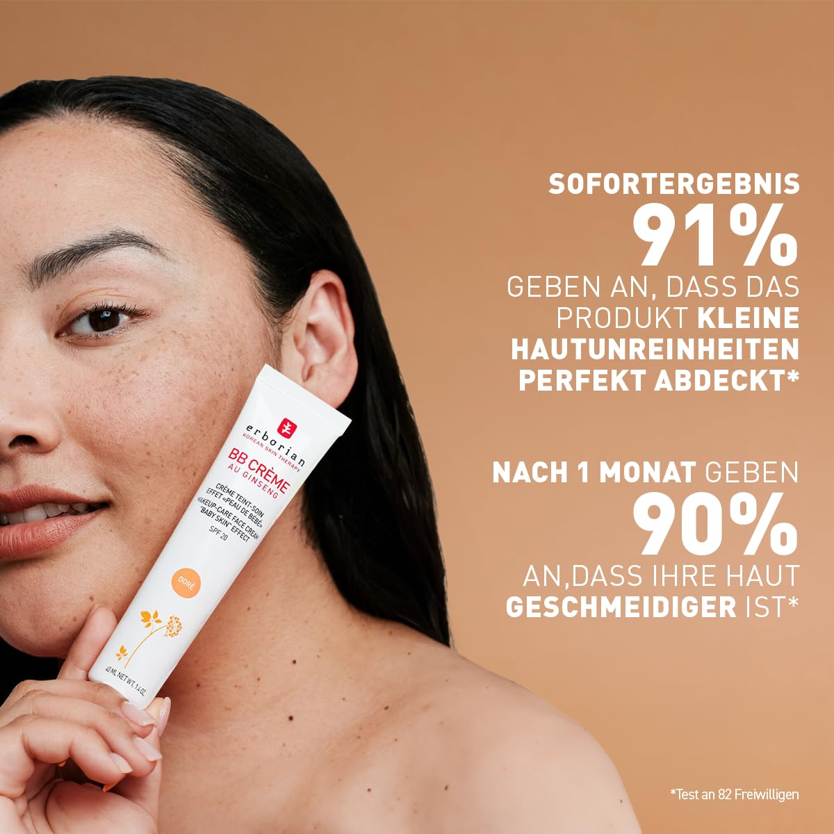 Erborian BB Creme mit Ginseng - Getönte Creme - Pflege mit "Babyhaut-Effekt" - 5-in-1 koreanische Gesichtspflege mit LSF 20 - Nude - 15 ml