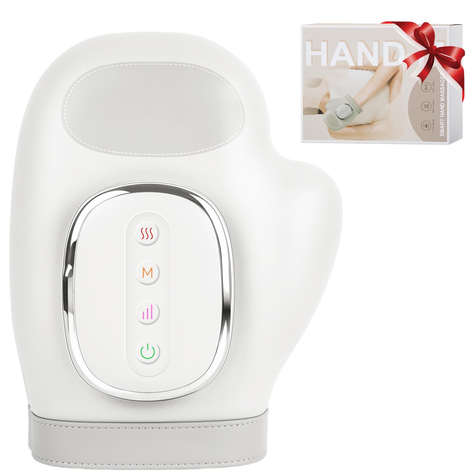 Handmassagegerät, mit Wärmekompressionsentlastung für Arthritis, schnurloses tragbares Handmassagegerät, Air-Bag, 3 Modi, 5 Intensitätsstufen, 15-Minuten-Auto-Timer, Schmerzlinderung, beheizte