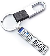Key Ring with Individual Car Number Plate and Carabiner Hook Number Plate Car Number Plate Personalised, silver colours