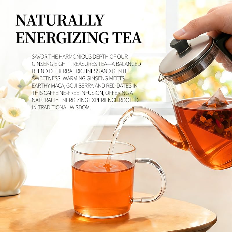 Ginseng Five Treasures Tea – Premium Traditional Chinese Herbal Infusion, Natural Tea Bags with Ginseng & Goji, 8g × 10 Packs - Image 5