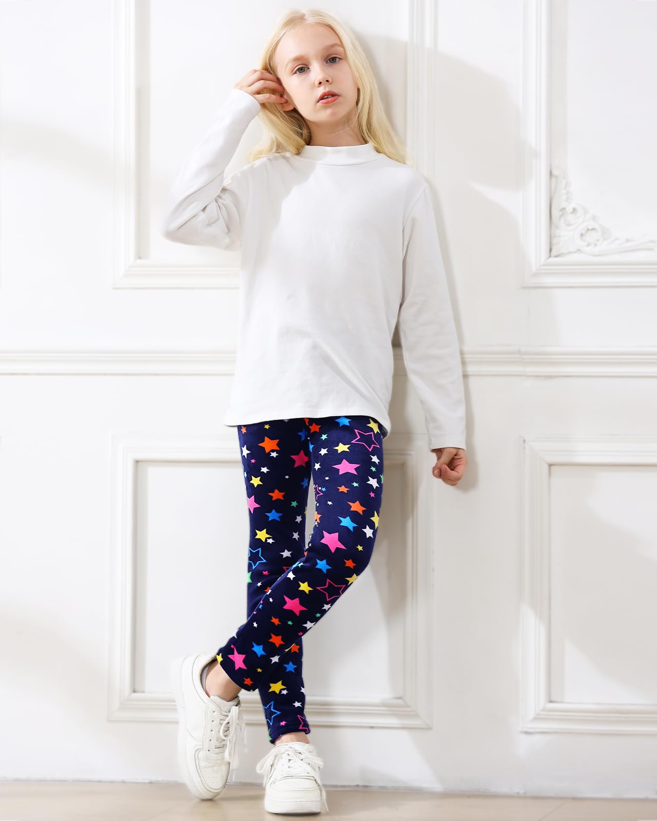 Domee Leggings Felpati Pantaloni Invernali Termici Bambina Pacco da 2