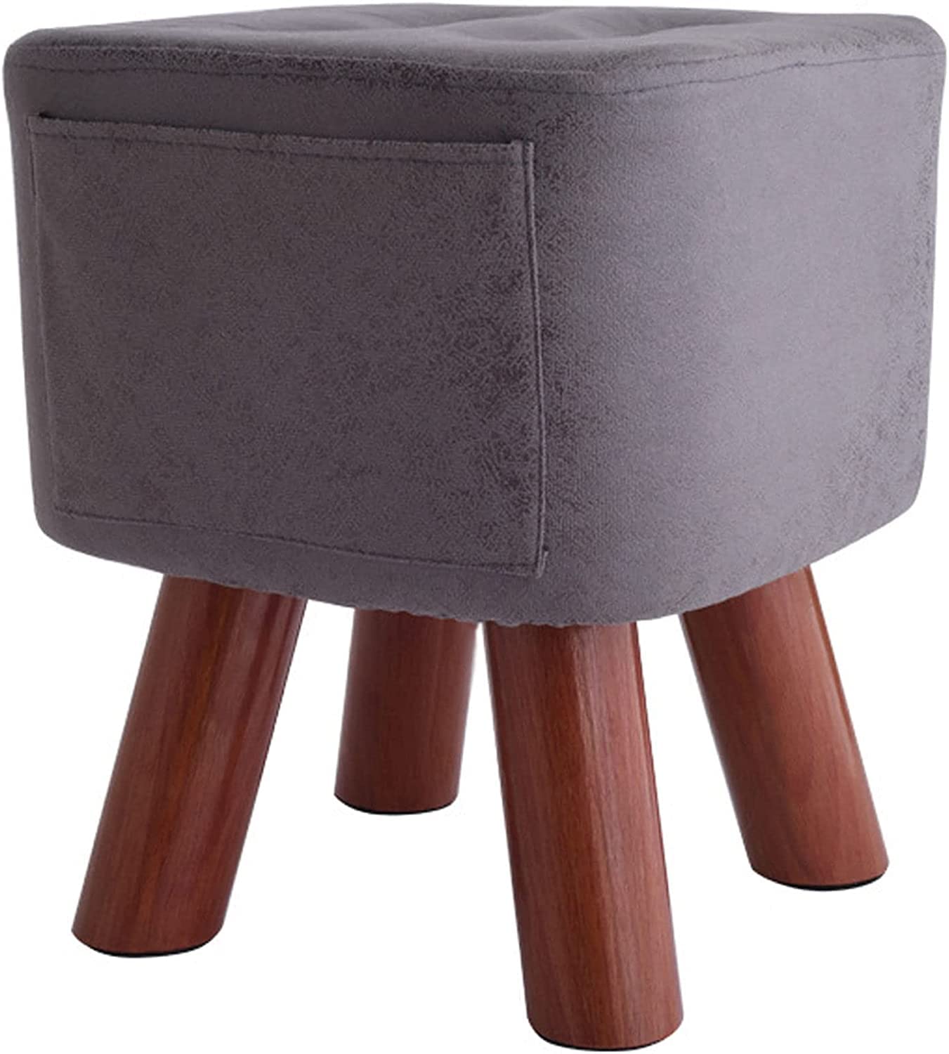 Ottoman de rangement en lin marron | Petit pouf repose-pieds carré pour salon