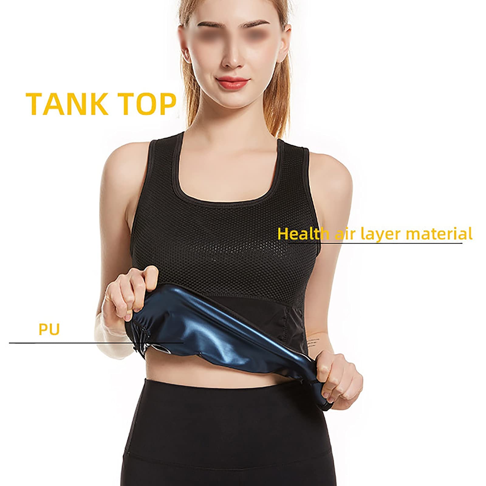 G&F Saunaweste Damen Trainieren Muskelshirt Body Shaper Heißes Polymer zum Abnehmen Gewichtsverlust (Color : Black, Size : X-Large)