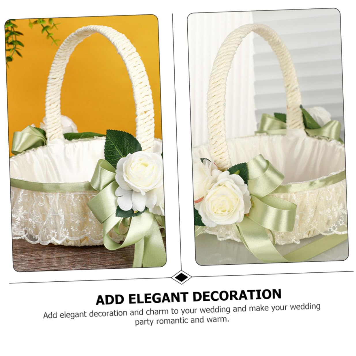 Cabilock Panier de Demoiselle D'honneur Mariages Petit Panier Rustique pour Demoiselle D'honneur Décoratif à Fleurs pour Cérémonie de Mariage