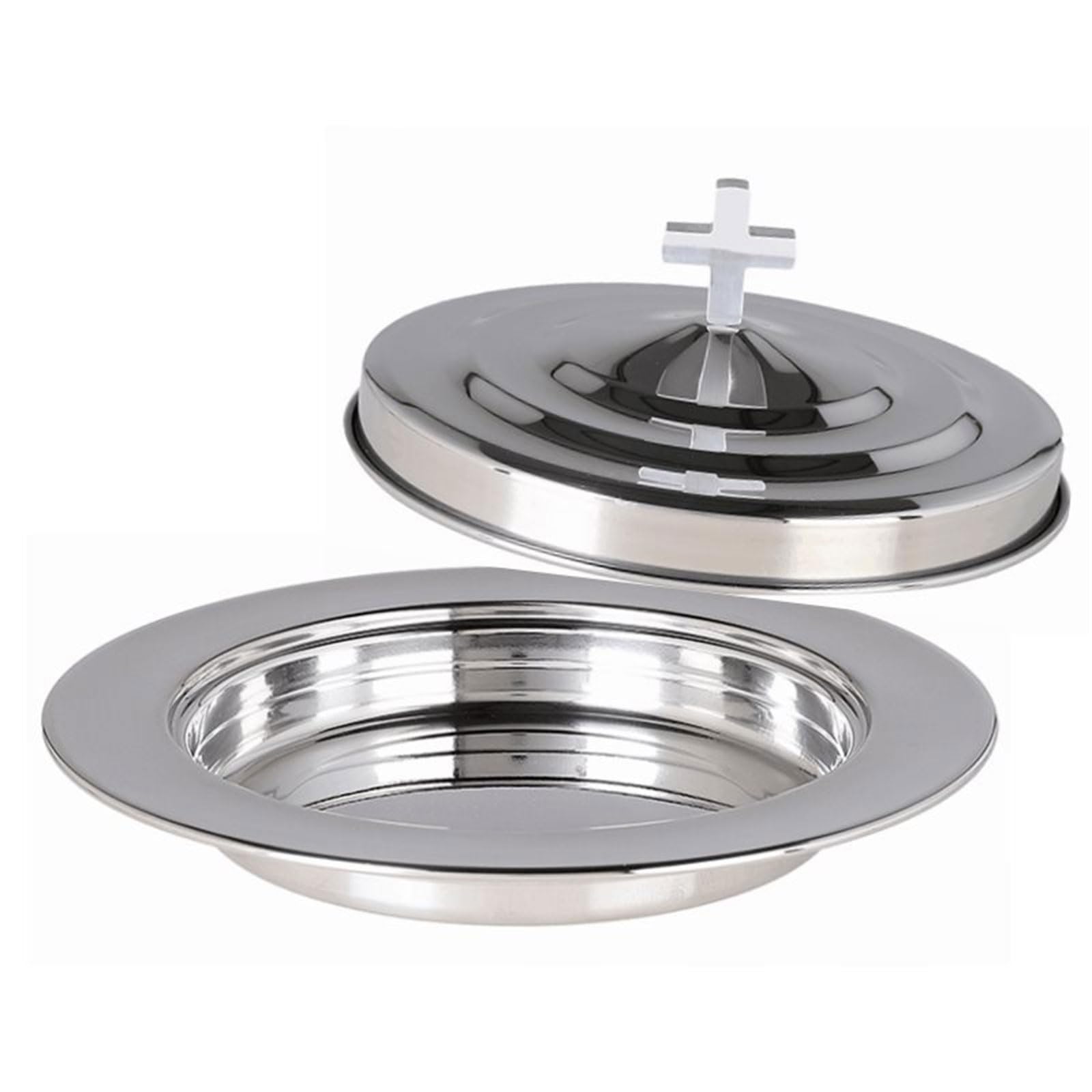 304 Stainless Steel Stackable Communion Plate Set Religious Ceremony Essential with Tray Cup and Bread Plate Stackable Bread and Wine Tray