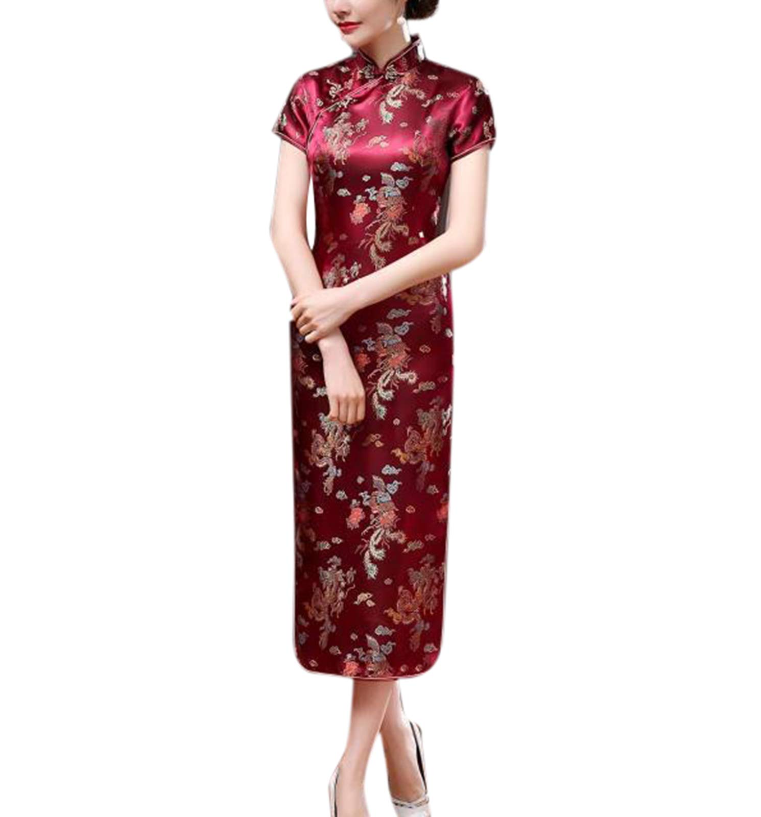 keepmore Chinese Style Qipao for Women, Long Dress Plus Size Cheongsam Evening Dress Qipao for Wedding