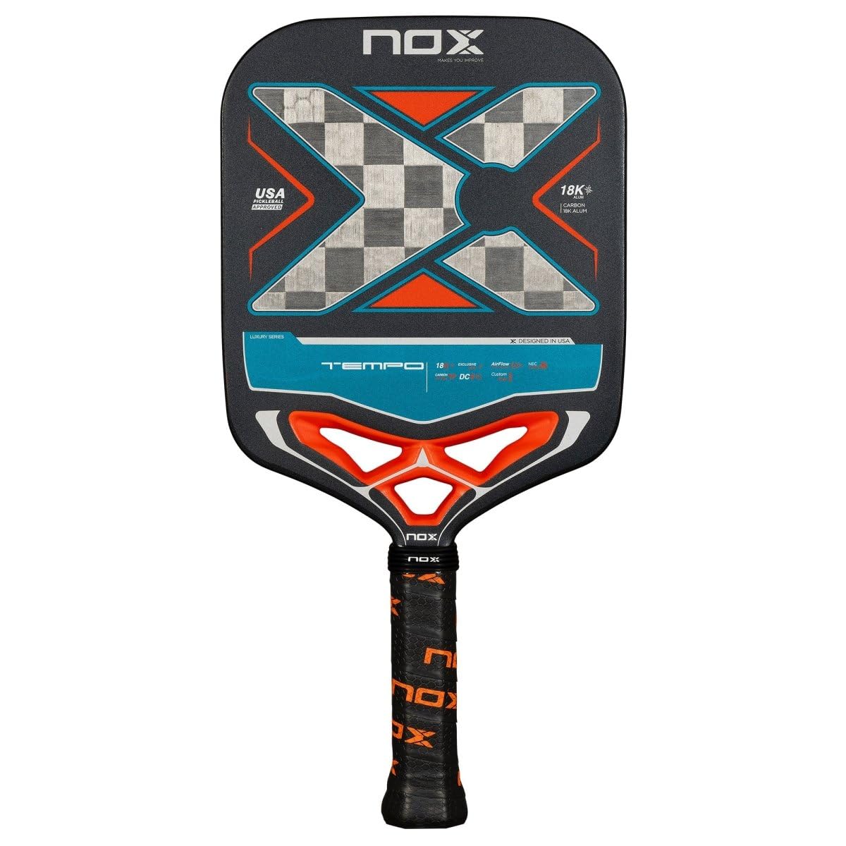 Pickleball Paddle Luxury Tempo 2025 | Advanced Pickleball Rackets for Adults | 18K Aluminized Carbon Fiber & Enhanced Comfort Core | Exclusive Spin & Airflow Dynamic Custom Grip Technology for Control