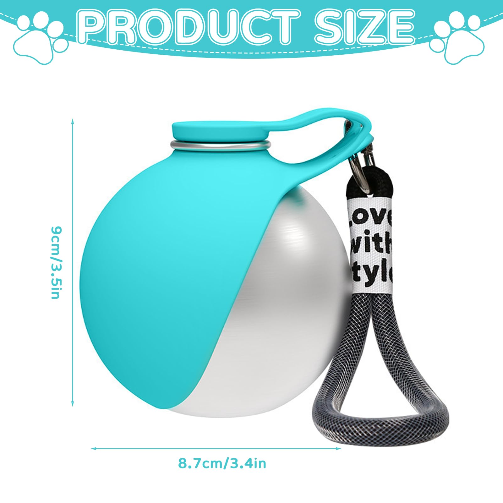 Botella para perros para viajes, 285 ml, de acero inoxidable, botella de agua con cuenco, para perros, portátil, de viaje, a prueba de fugas, botella compacta para perros para viajes (D) — view 2