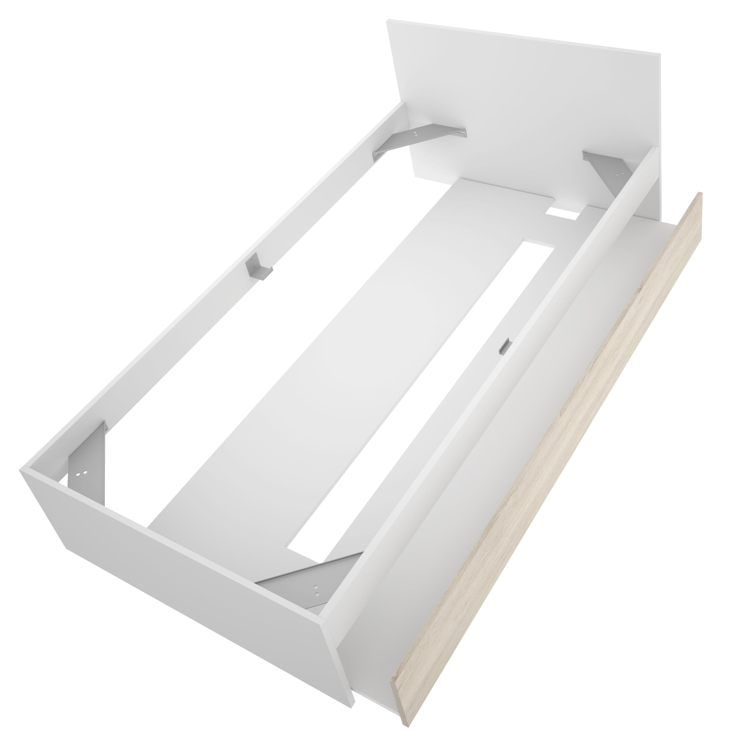 DEKIT Grupo RIMOBEL Top - Cama de 90X190 con Arrastre - Blanco/Natural - 67 x 95,8 x 194,8