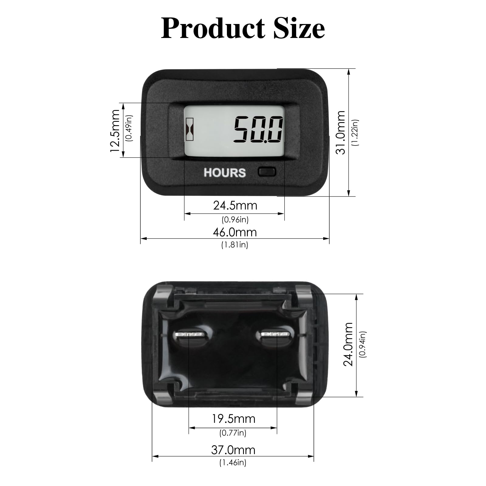 Contaore Digitale LCD Per Motori - AC/DC 5V-277V, Impermeabile IP68, Con Batteria CR2050, Per Auto, Barche, Generatori