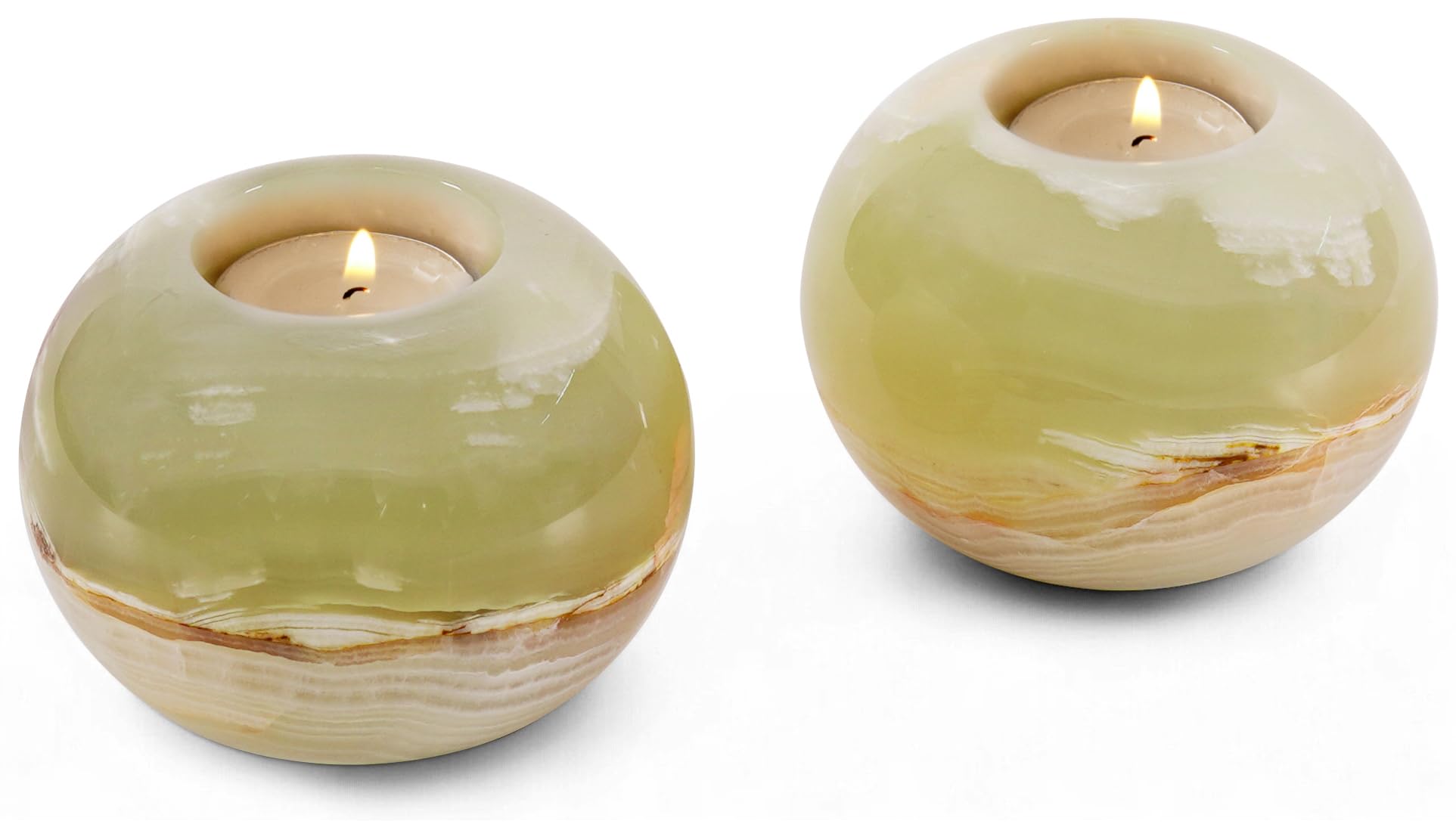 Marmor-Teelichthalter, 10,2 cm, handgefertigt, grüner Onyx-Stein, Votivkerzenhalter für Tischdekoration und erdige Raumdekoration, ästhetisch, dekorative Kerzenhalter für Hochzeitsdekorationen