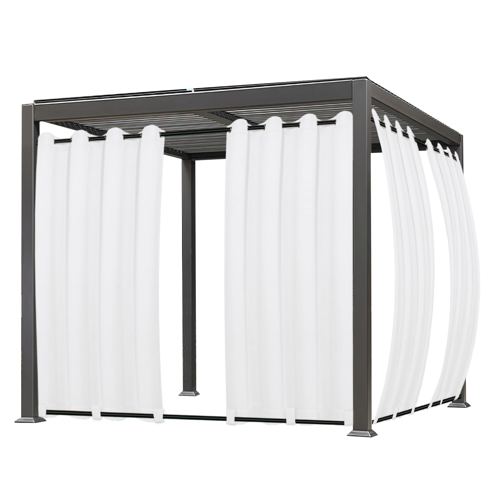 Easy-Going Outdoor Curtains Waterproof Windproof Weatherproof Curtain for Patio, Cabana, Porch, Pergola and Gazebo, Grommet Top and Tab Bottom Drape, 1panel, 54x84 inch, White