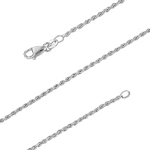 925 Sterling Silver 1.5mm Diamond-Cut Rope Chain Necklace, Silver Chain Necklace, Made in Italy