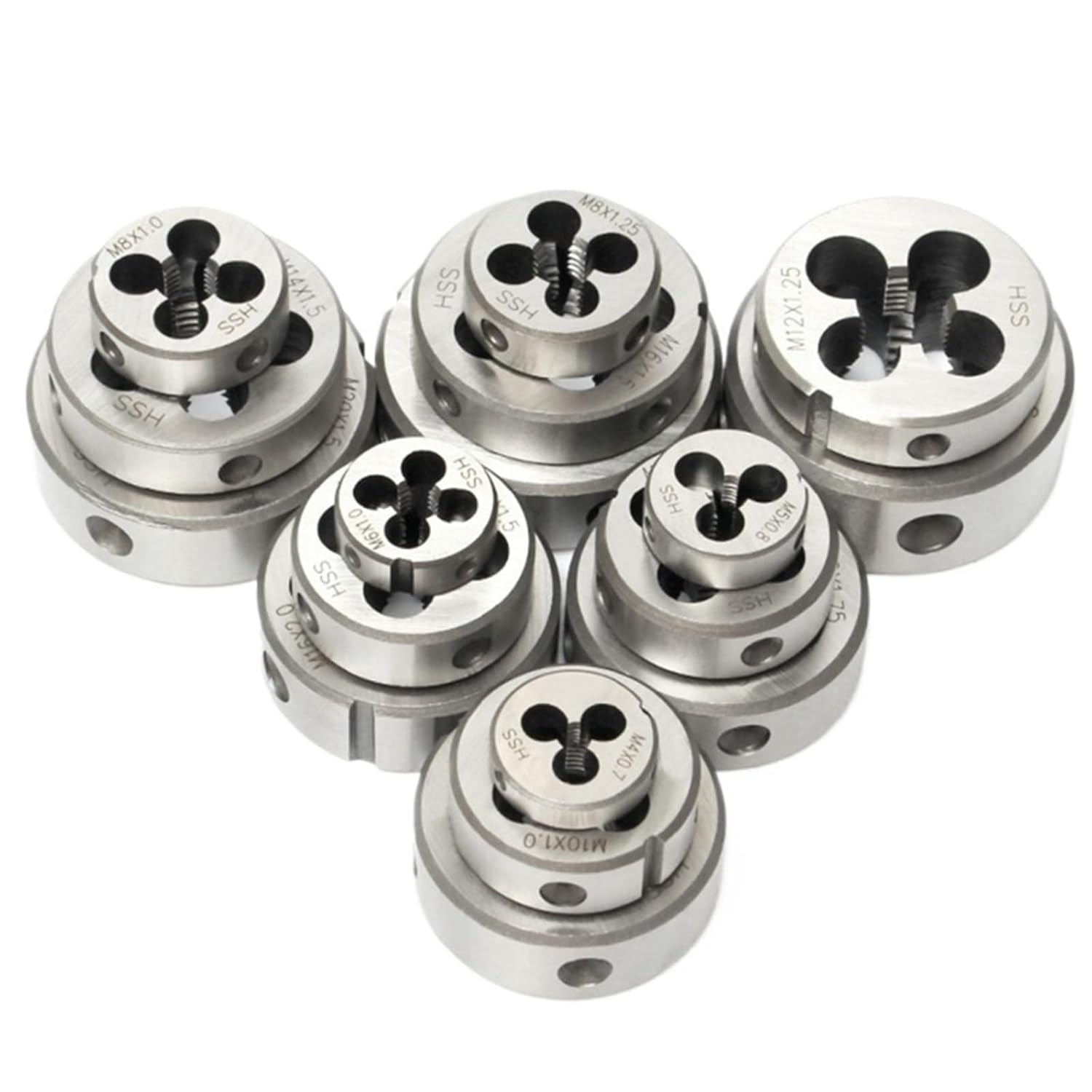 HSS Thread Die Metric Round Dies Cutting Tool Right Hand Alloy Steel M14 M15 M16 M17 M18 M19 M20 M21(5 Pcs,M15x2)