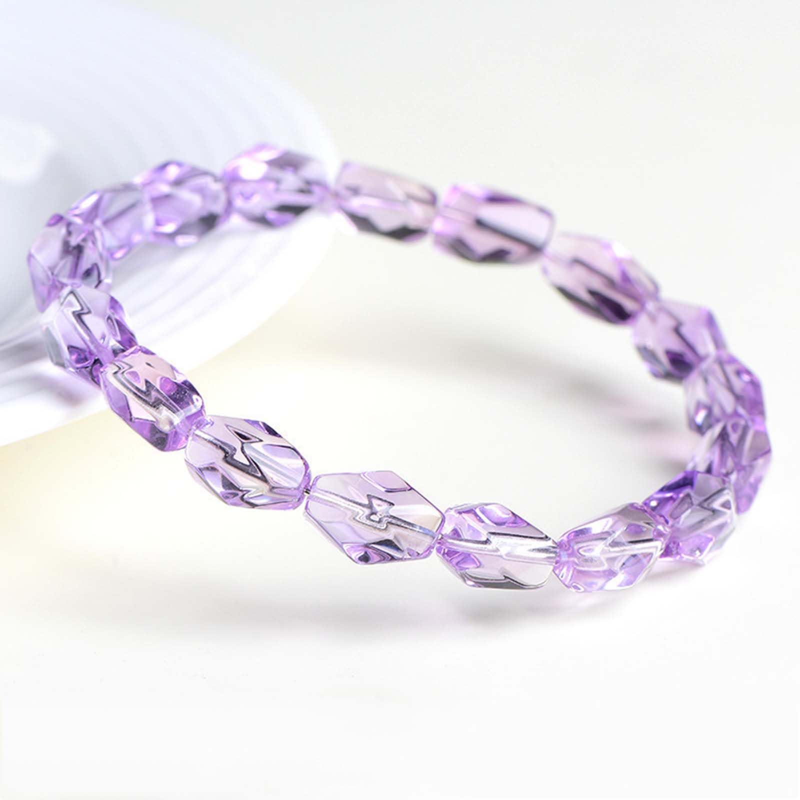 Pulsera de Cuentas en Forma de Barril de Amatista Talla facetada