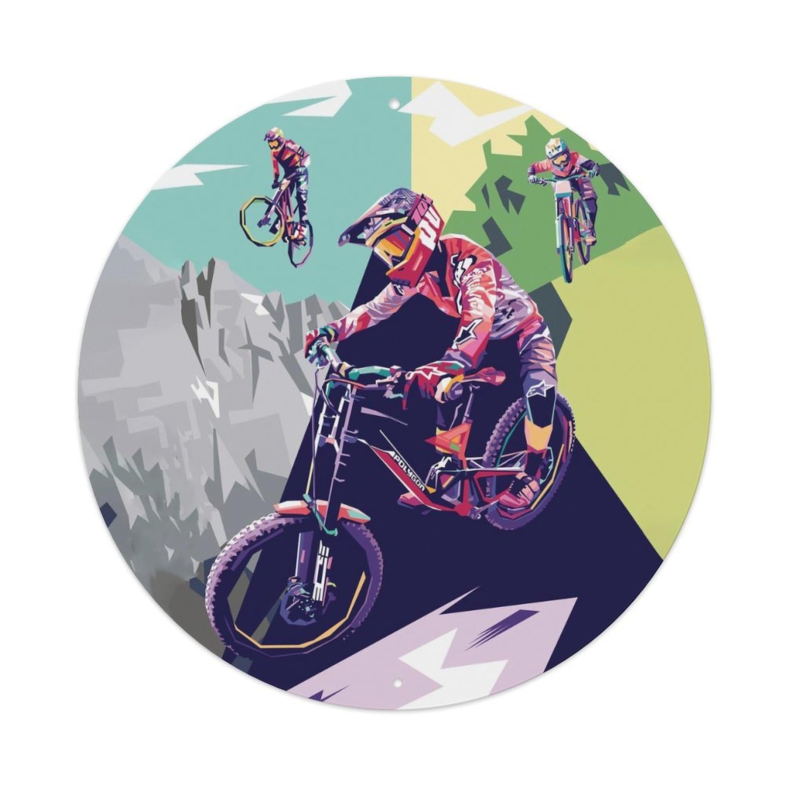 Mountain Bike Retro Freestyle Sports Illustration Metal Tin Sign