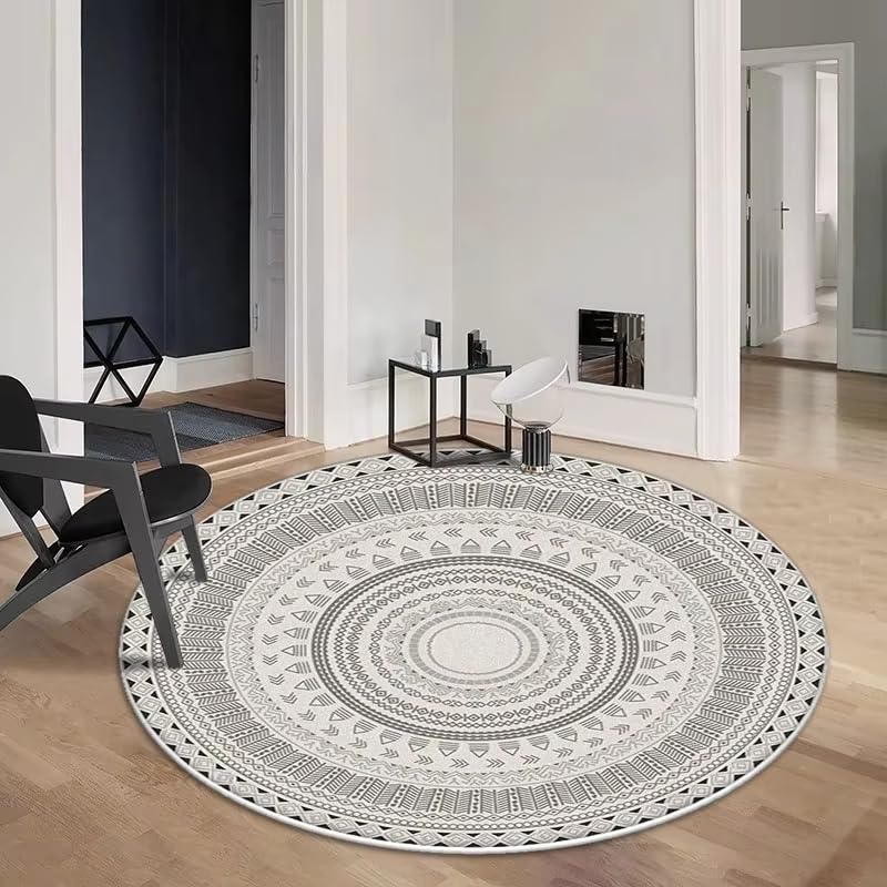 Tapis rond à poils courts Whorl Light 190 cm pour salon et bureau