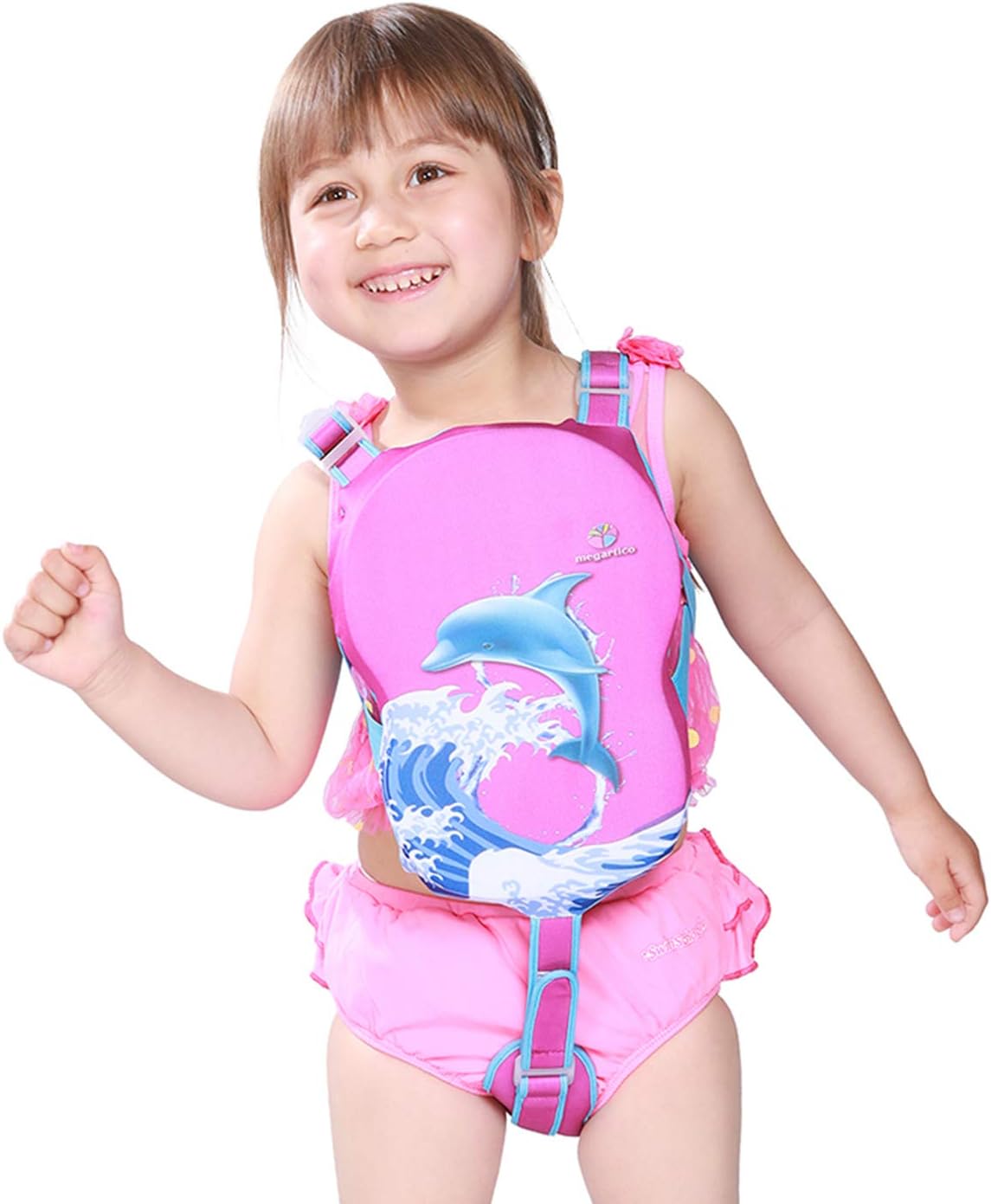 Megartico Kids’ Swim Vest Swim Trainer Girls Adjustable Safety Strap Boys Removable Buoyancy Foam - Toddler Swim Float Coach
