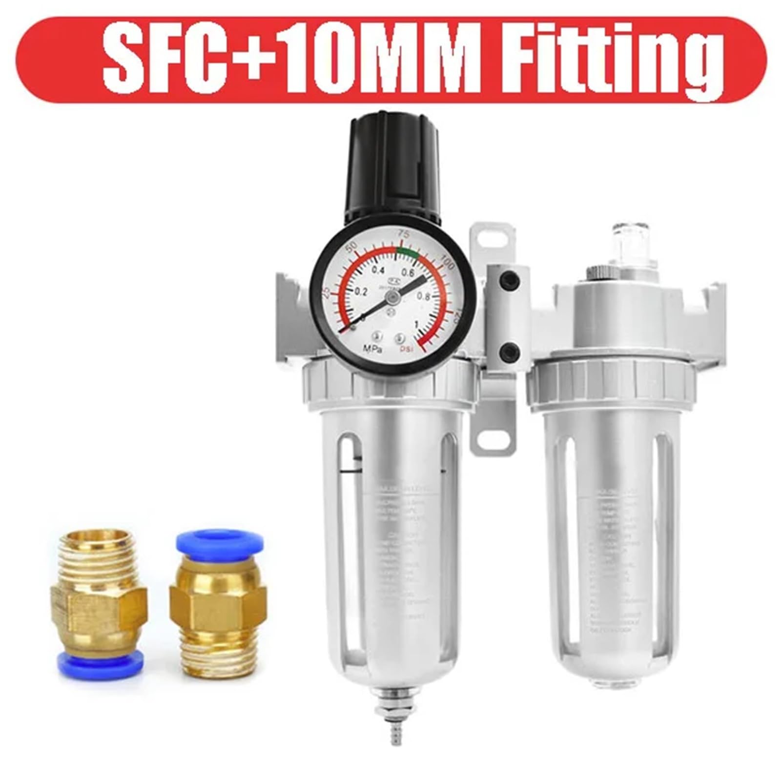 SFC400 SFC300 SFC200 1/4 1/2 Pneumatic Parts Air Compressor Filter Regulator Oil Water Separator Trap Valve(SFC w PC10,400)