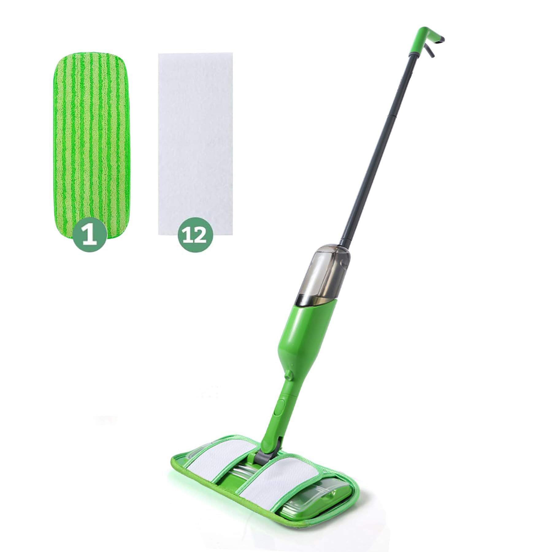 Eyliden Spray Mop - Design for Small Spaces | 12 Disposable Cloths, 1 Reusable Pad, 13 oz Refillable Bottle | Wet Mops for Apartments and Dorms Floors, Lock Tight Design, No Lost Pads - Swivel Head
