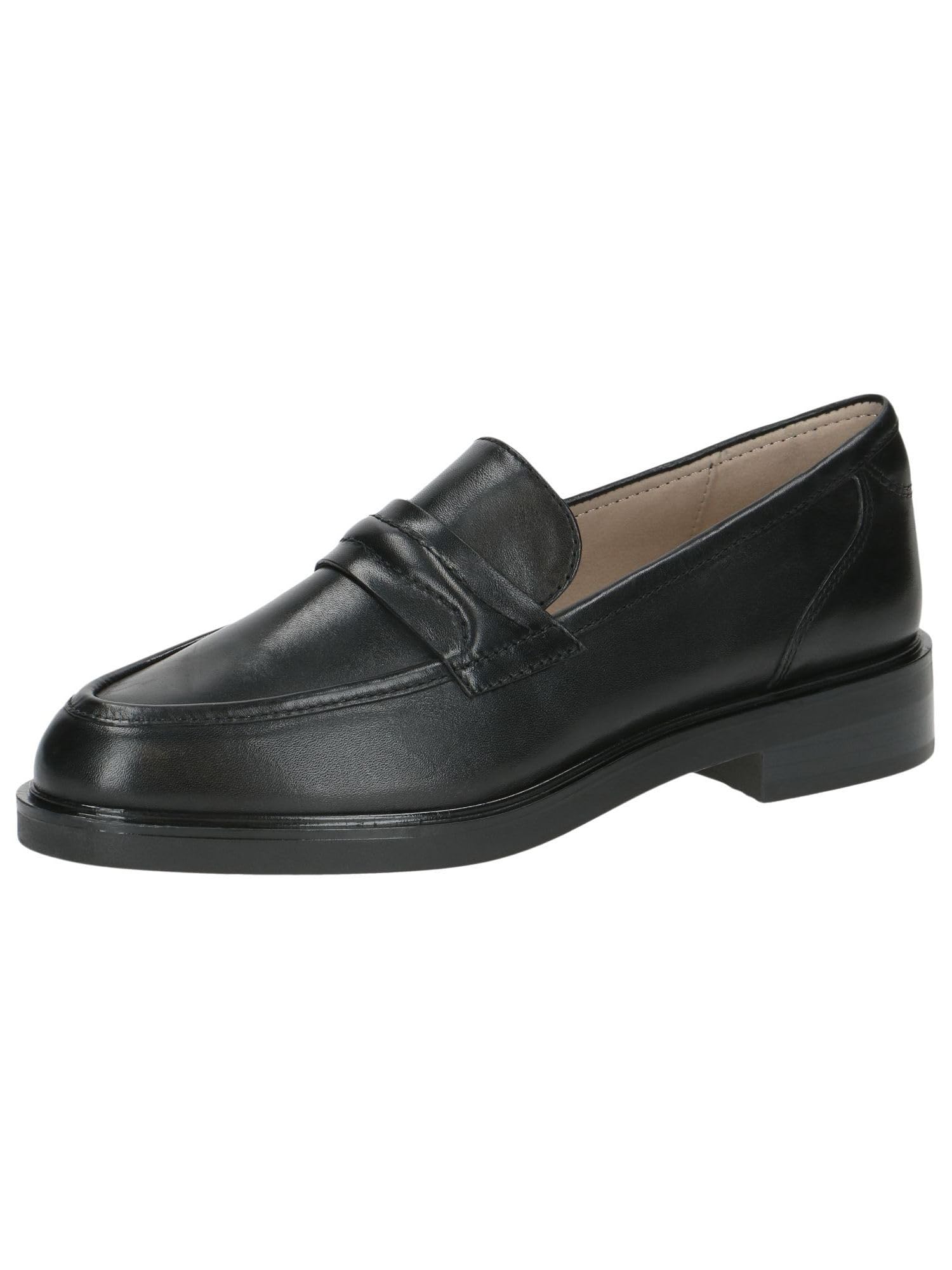 CAPRICE Women's Leather Loafers with Block Heel, Black (Black Nappa), 5.5 UK