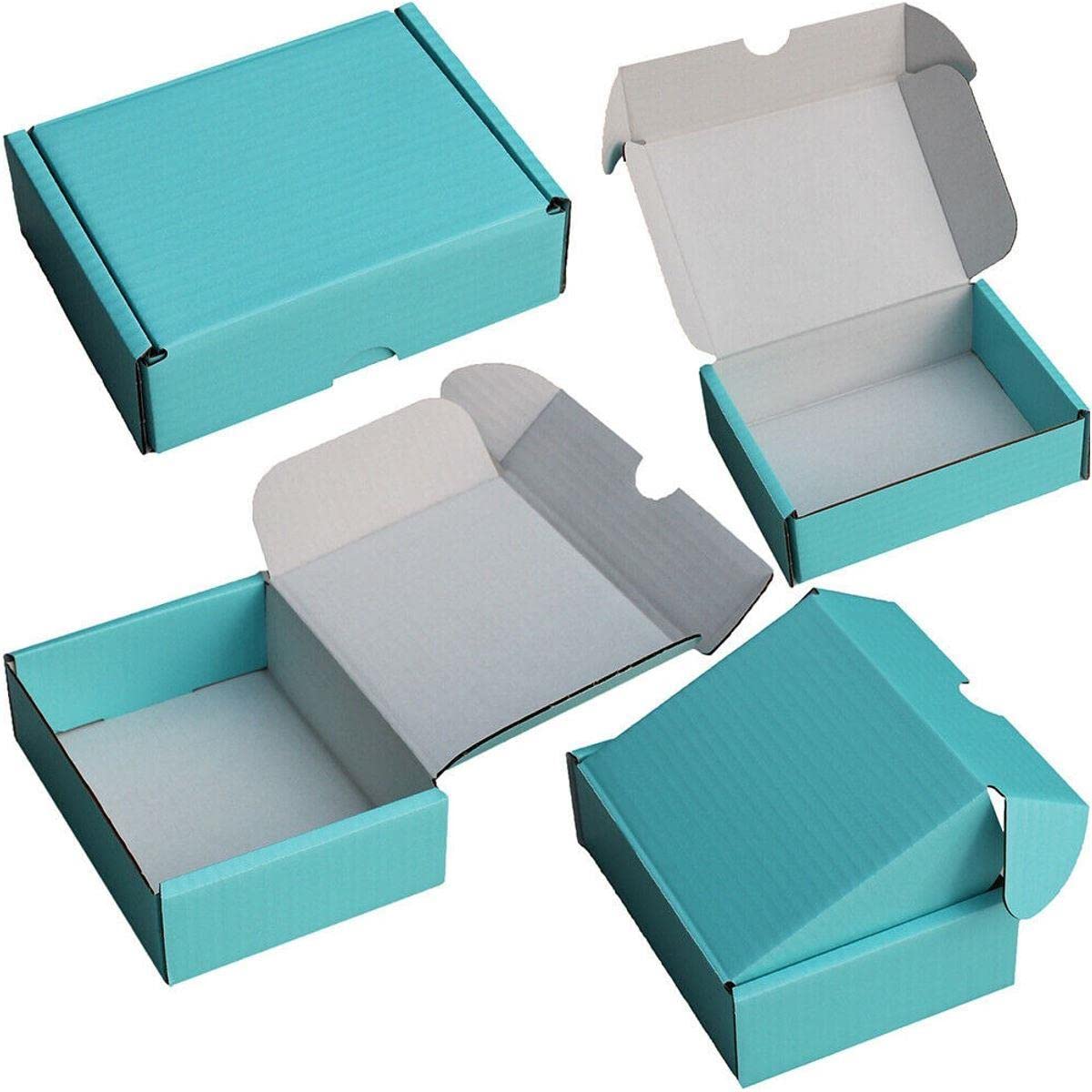 200 x F3 6x6x2.5" Postal Pip Box Die Cut Blue Cardboard Mailing Shipping