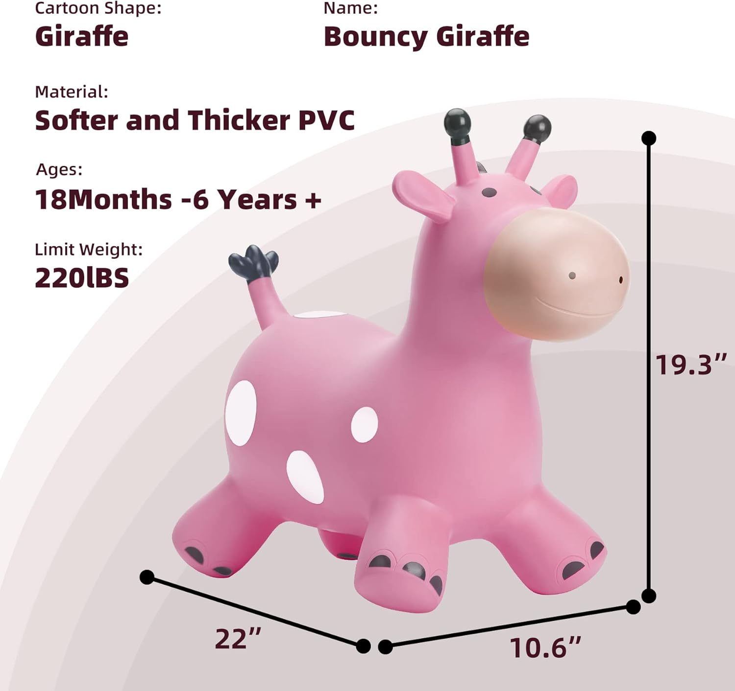 EVERICH TOY Giraffe Bouncy Horse Hopper for Toddlers 1-3, Bouncy Animals Jumping Horse, Inflatable Ride on Bouncer, for Boys Girls 18 M+ 2 3 4 5 6 Years Old W/Free Pump