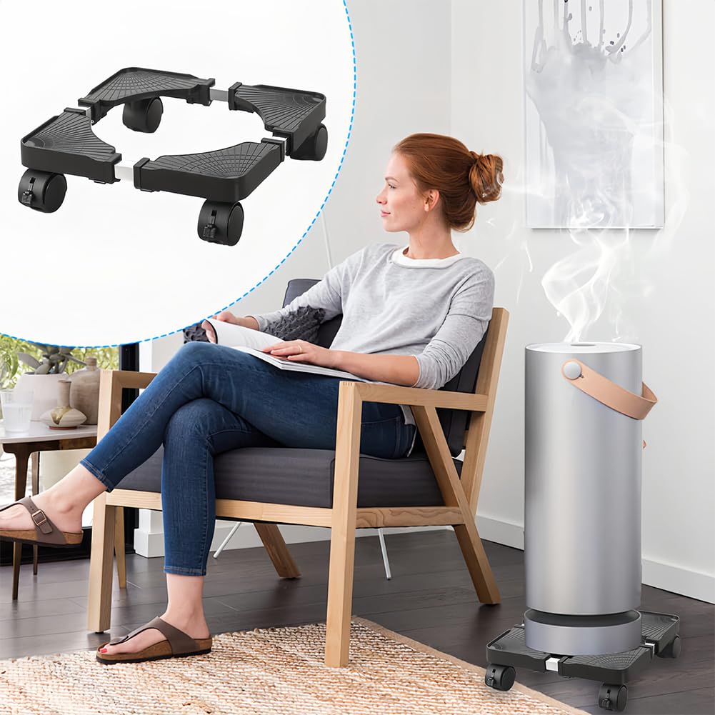 Support à Plantes avec roulettes Réglable, Base Verrouillables Roulante pour Pots Lourds Jardin et Extérieur Intérieur Chariot Transporteur pour Fleurs Réfrigérateur ou Poubelle Charge 50 kg