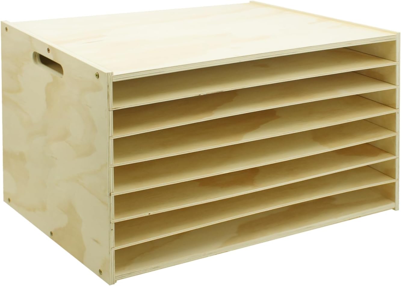20 x 13 Construction Paper Organizer,Larger Size Wooden Literature Organizer,7Tier Desk File with Adjustable Shelves,Stackable Scrapbook Paper Storage Cube for Home Office Classroom