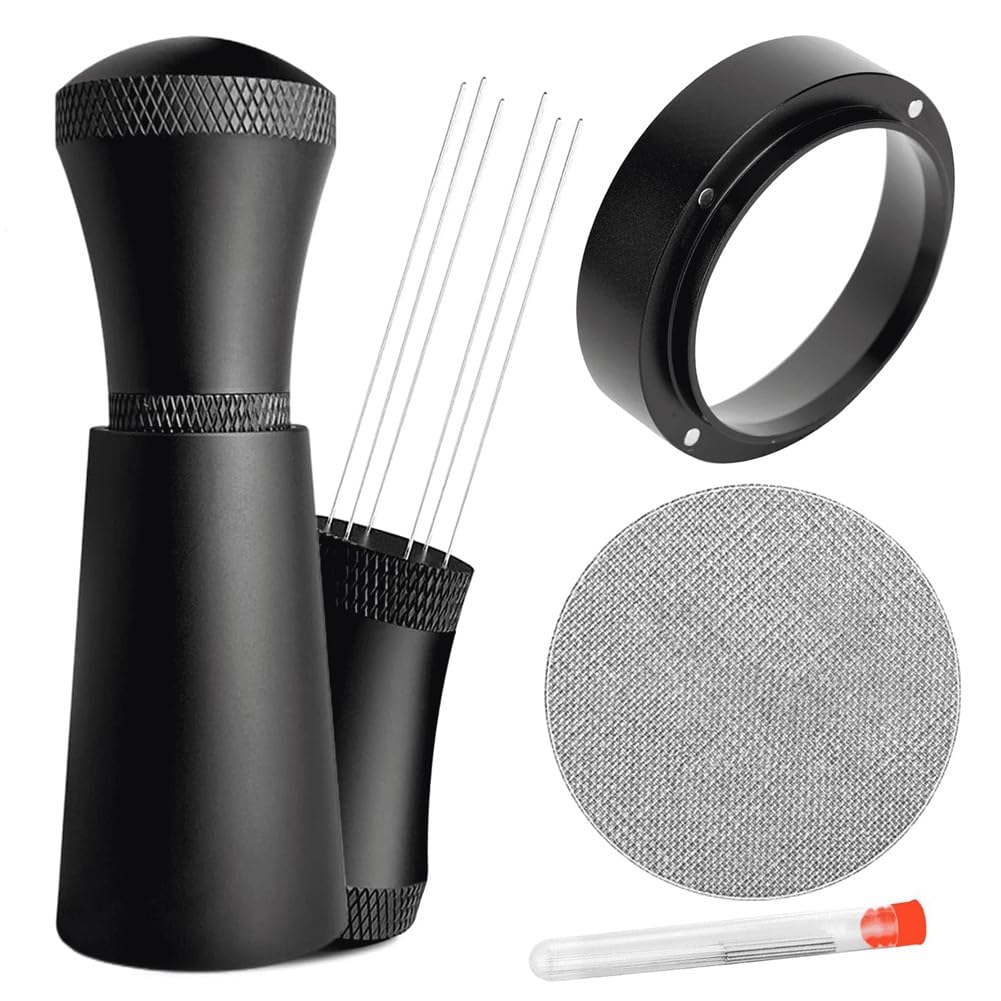 CTRLZS WDT Tools Espresso Puck Screen - 54mm Dosing Funnel & Stainless Steel Needles Coffee Stirrer Distribution Tool Easy Install Easy to Use
