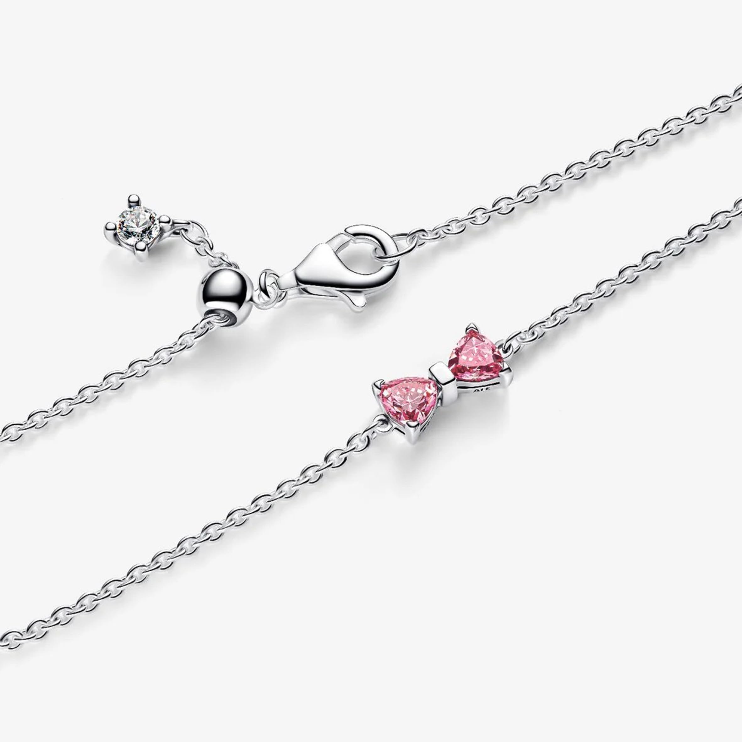 PANDORA Bracciale da donna con fiocco rosa, argento 594234C01