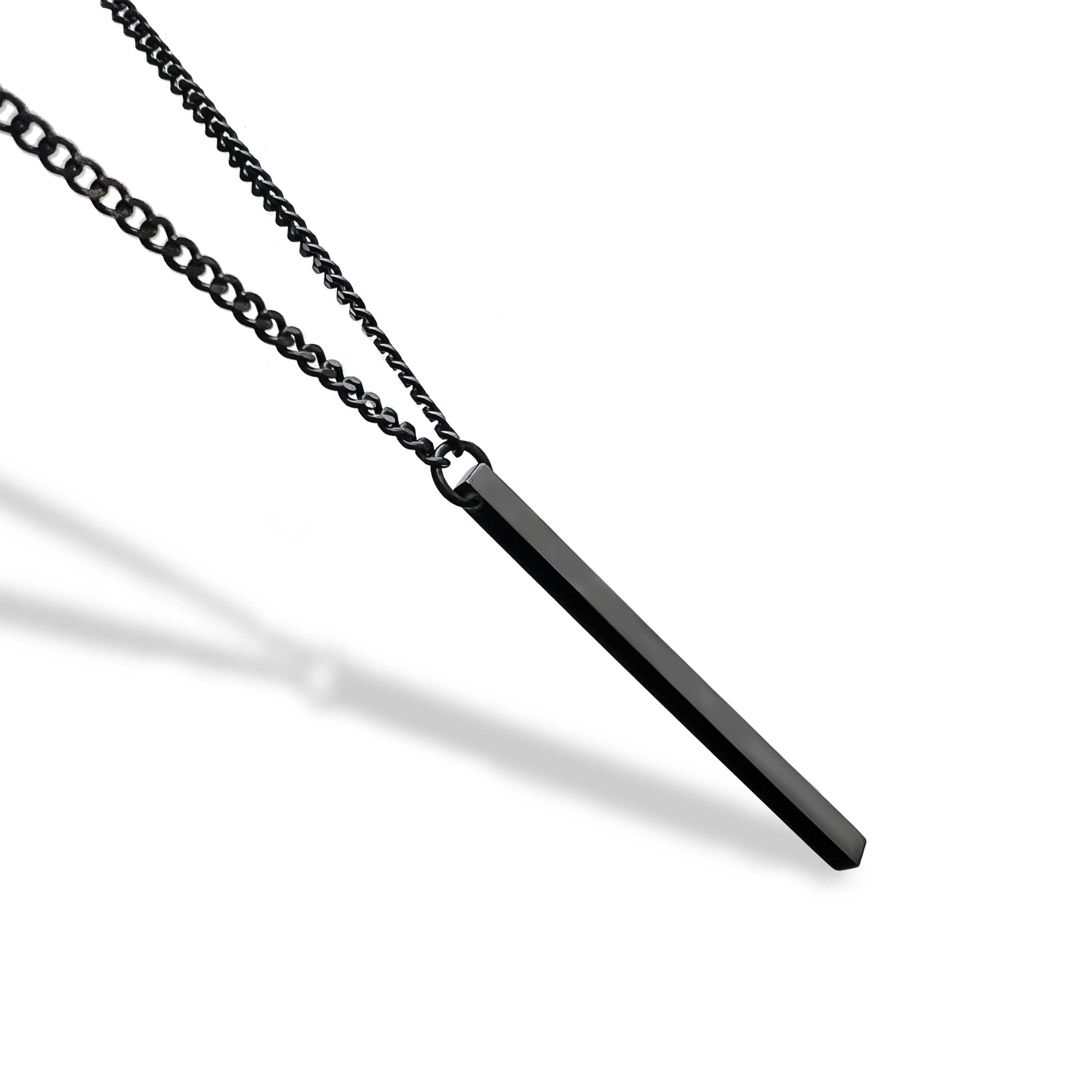 Handmade Pendant Necklace for Men of a Black Stainless Steel with Adjustment Chain, Minimalist Designer by 'Valeno Jewelry'