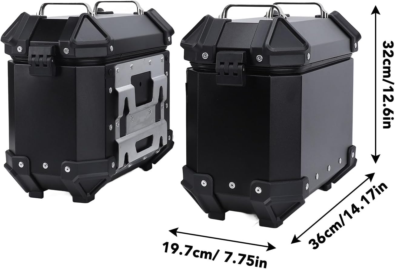 18L Motorcycle Side Case Aluminium Alloy Motorbike Hard Side Saddlebag Box with Safety Lock and Handle for Helmet Luggage (Black) image 4