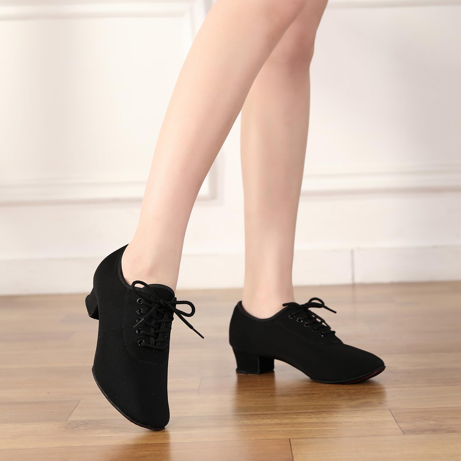 AOQUNFS Donna Scarpe da Ballo Latino Punta Chiusa con Lacci Tacco Basso Salsa Tango Moderno Jazz Pratica Scarpe da Allenamento,NJB-3.5