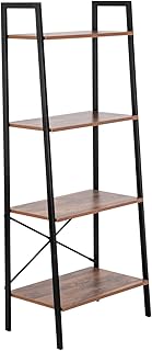 Karl home 4-Tier Ladder Shelf, Industrial Storage Rack Shelves with Blac...