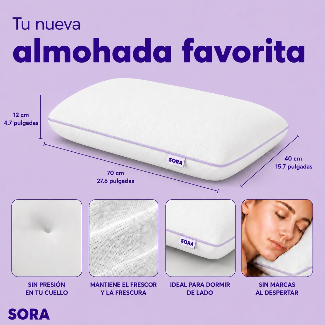 BUDWING Sora Almohada Viscoelástica Ajustable - Altura y Firmeza Regulables - Gel Refrescante, Espuma Suave y Carbón Activo - Funda Lavable - Almohada Ortopédica Cervical 69x39x14cm (1)