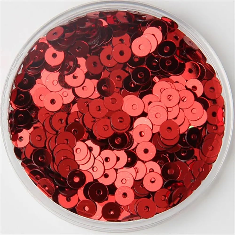 3mm 4mm 5mm 6mm 8mm 10mm Sequins Flat Round Loose Sequins Crafts Sequins Suitable for Sewing Clothes Decoration DIY Accessories Sequins(Red,4mm 10g)