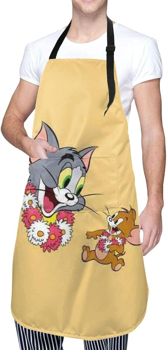 Amazon Co Jp トムとジェリー ポケット付き エプロン おしゃれ カフェエプロン H型 丈短い 動きやすい 撥水 長さ調節可能 仕事 家庭用 快適 男女兼用 ホーム キッチン