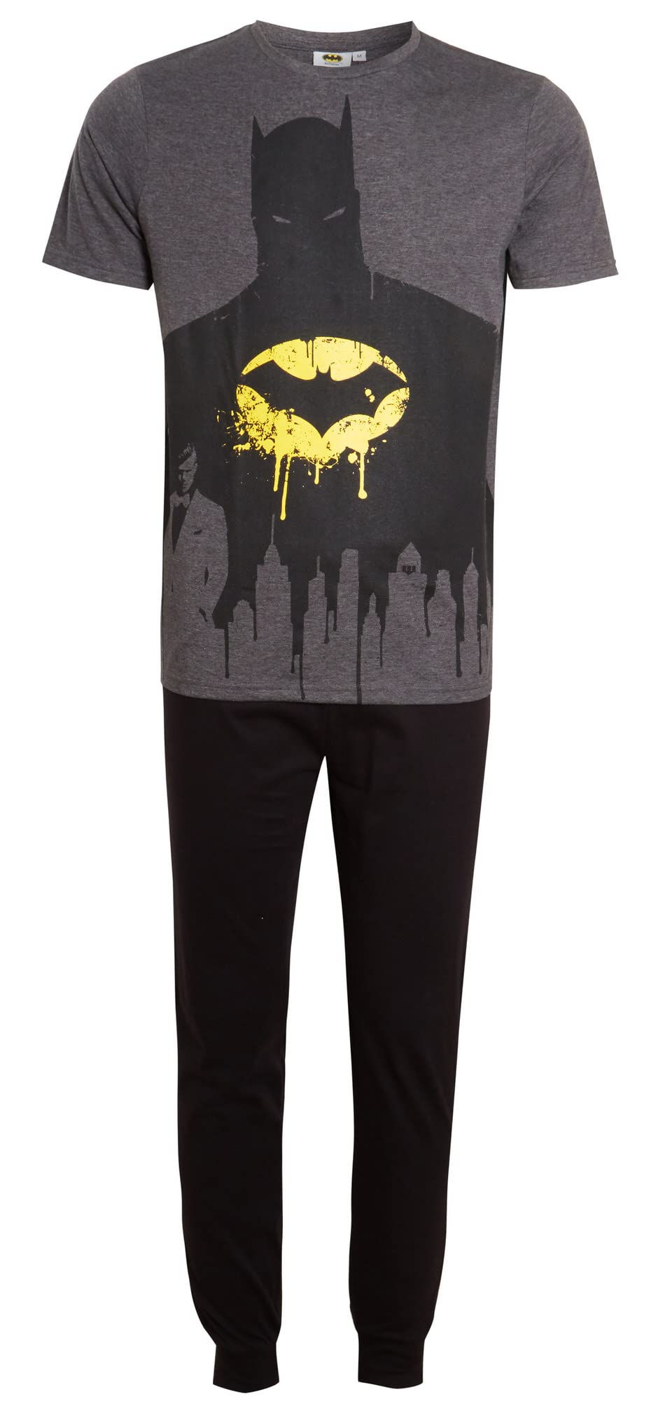 DC Comics Mens Batman Pyjamas Pjs Black L