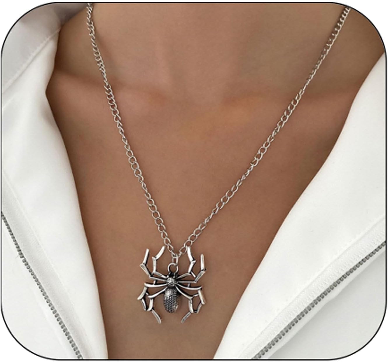 DANSOANSpider Necklace Black/Silver Spider Necklace Spiderman Necklace Gifts for Men Spiderman Chain Accessories Jewelry for Spider-man Fans