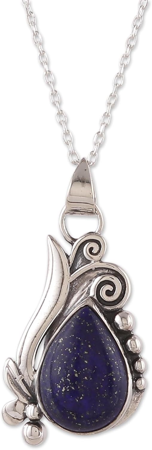 NOVICA Lapis lazuli .925 Sterling Silver Pendant Necklace 'Grand Blue'