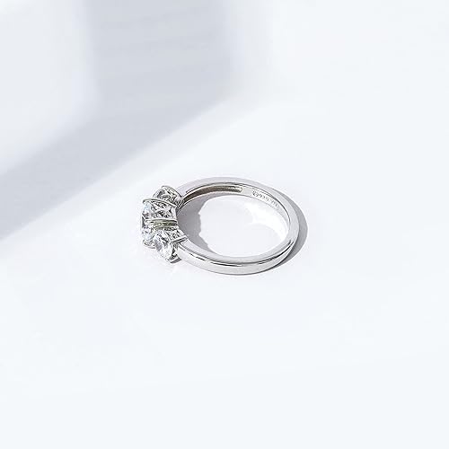 Miniatura 6 de Tienda Collection Anillo redondo de plata de ley chapado en oro o platino con 3 piedras hecho con circonitas infinitas