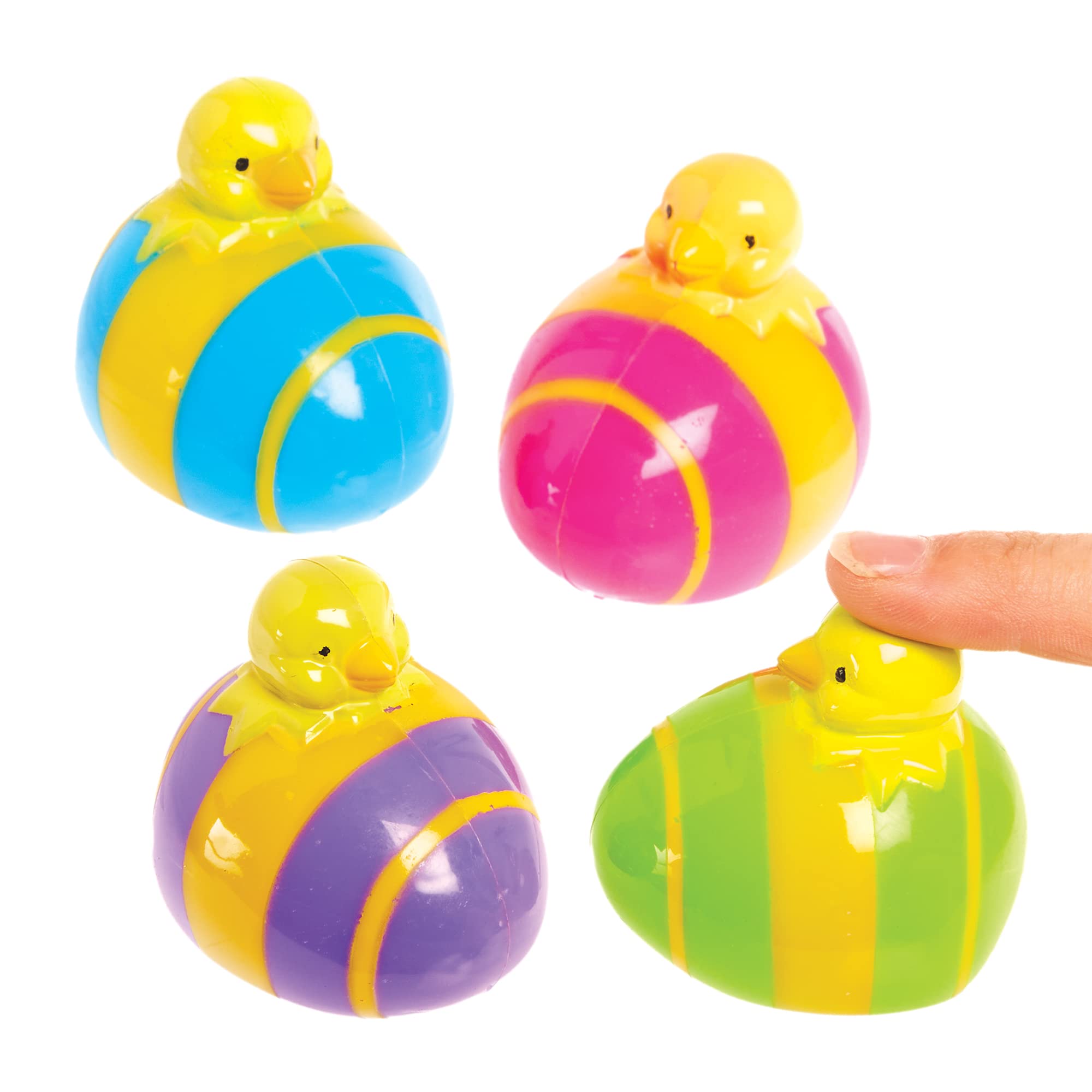 Baker Ross FX471 Easter Chick Pull Back Racers - Pack of 4, Easter Racing Toys for Kids Party Bag Fillers