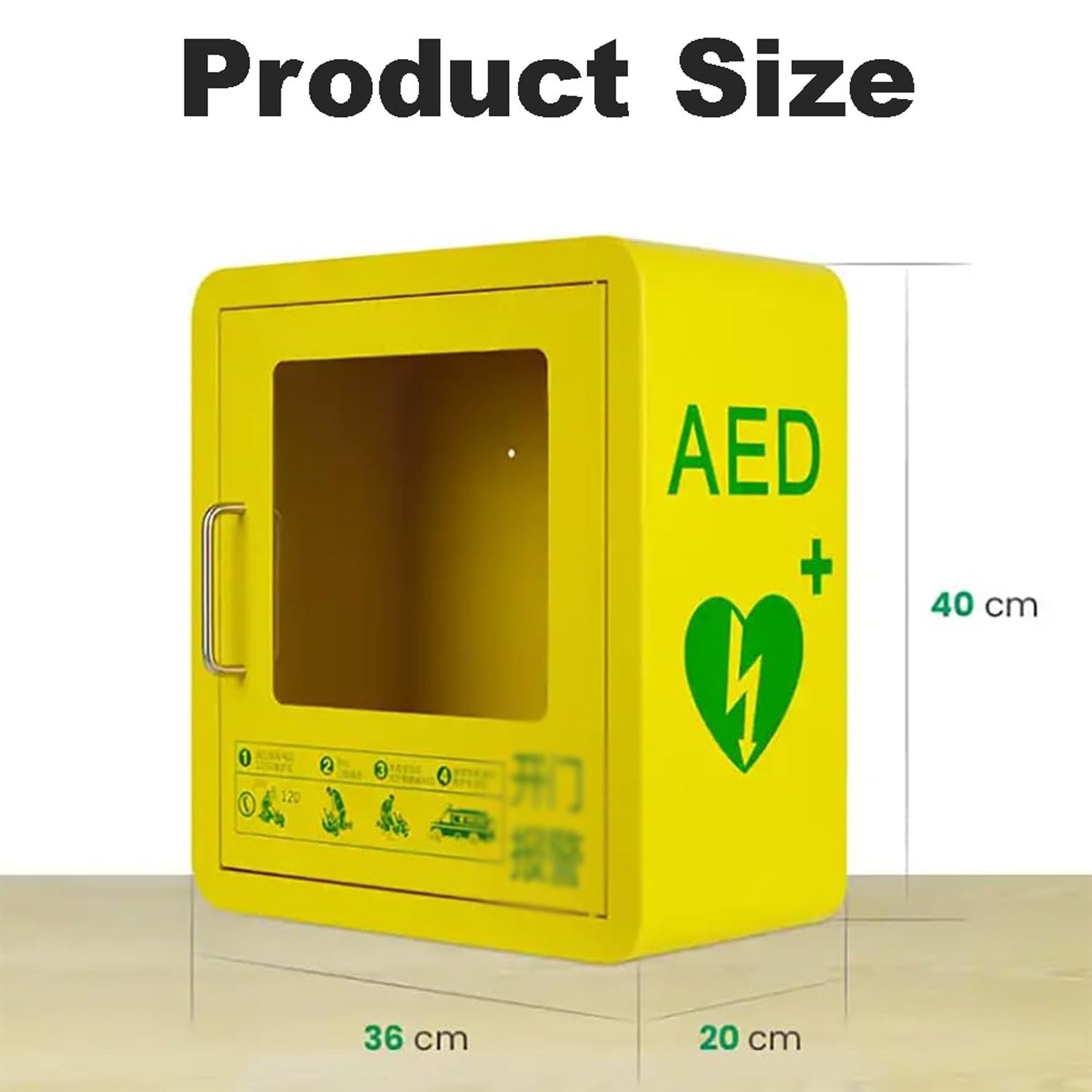 AED Defibrillator Wandschrank mit Alarm – transparentes Glasfenster, abgerundete Ecken, ideal für Zuhause, Büro und öffentliche Bereiche