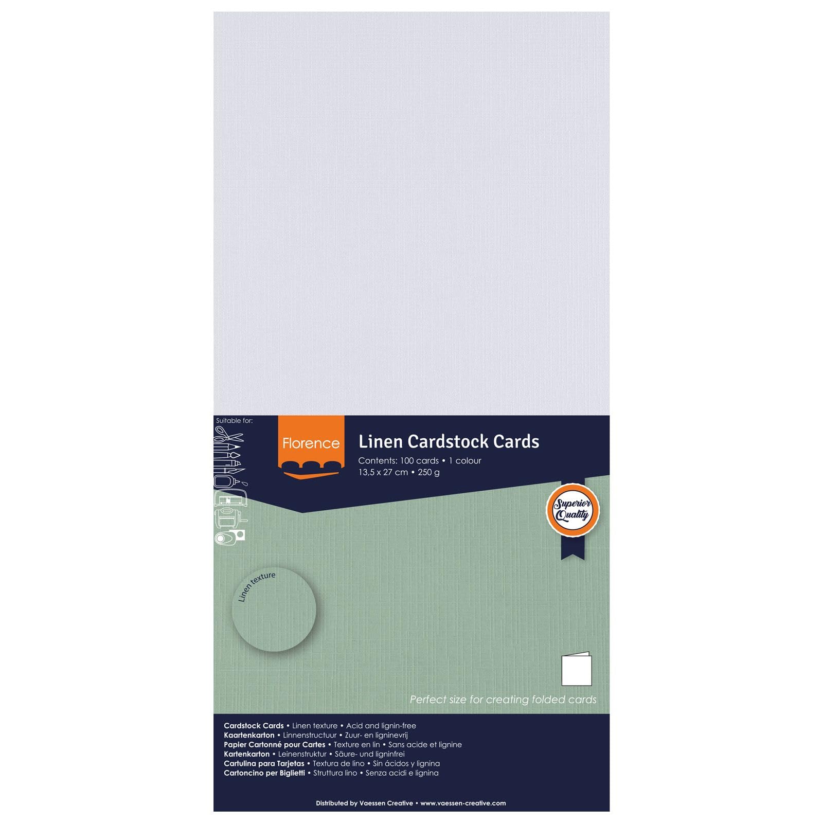 Florence Linen Cardstock 10.6 x 5.3 Inches White, 100 Sheets of 250 GSM Coloured Paper - Image 4