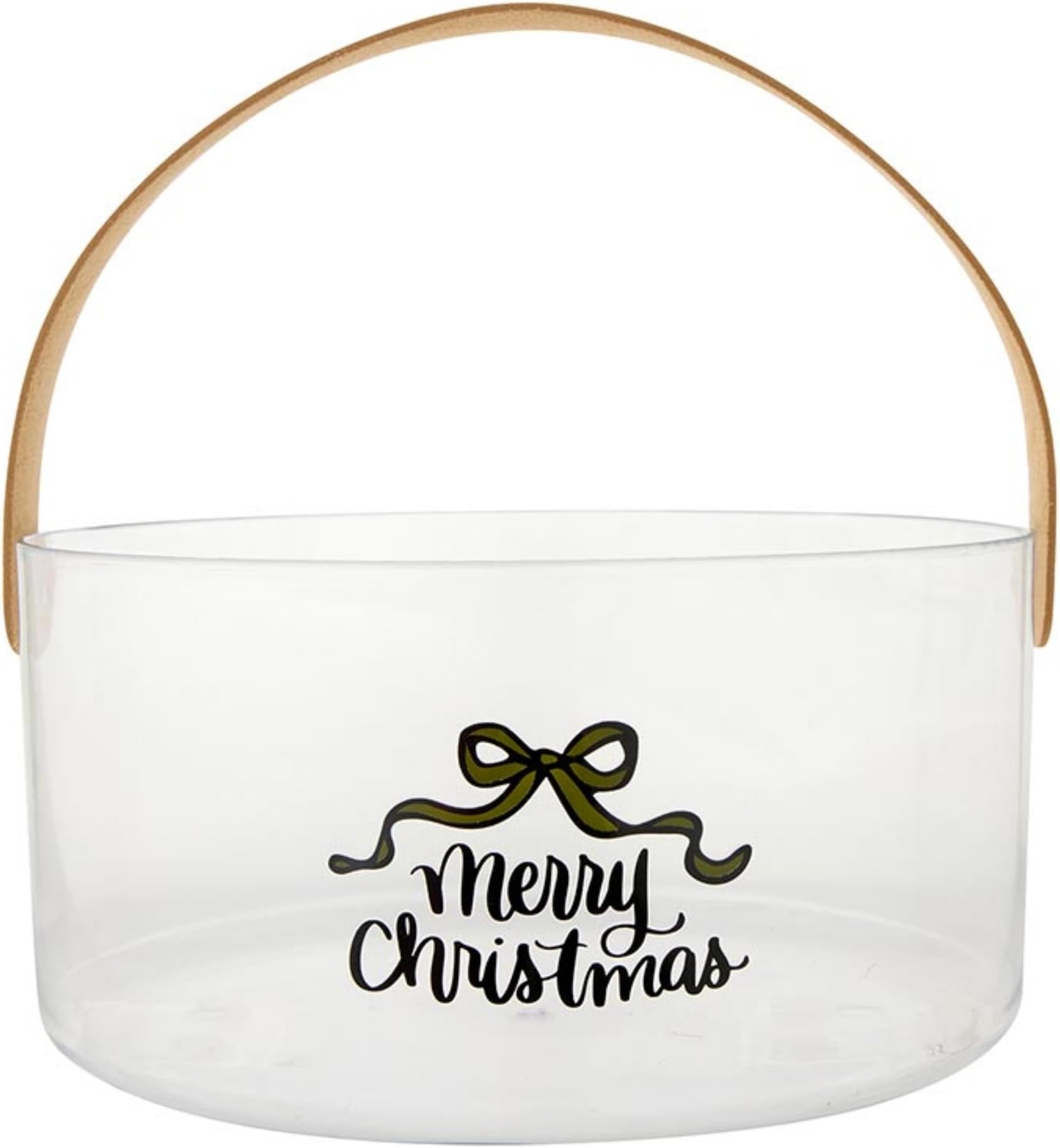 Santa Barbara Design Studio Christmas Ice Bucket with Handle Acrylic Champagne Bucket, 8.25" D x 4" H, Bow - Merry