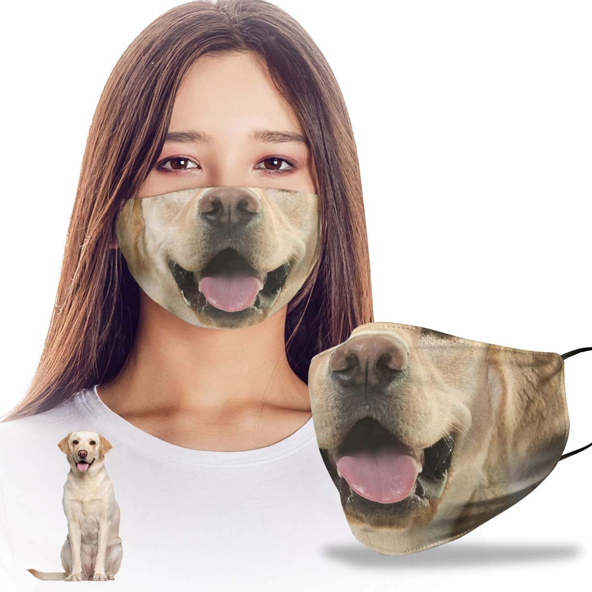 VTH GLOBAL Funny 3D Labrador Retriever Dog Mom Dad Reusable Washable Face Mask Women Men for Dust Protection
