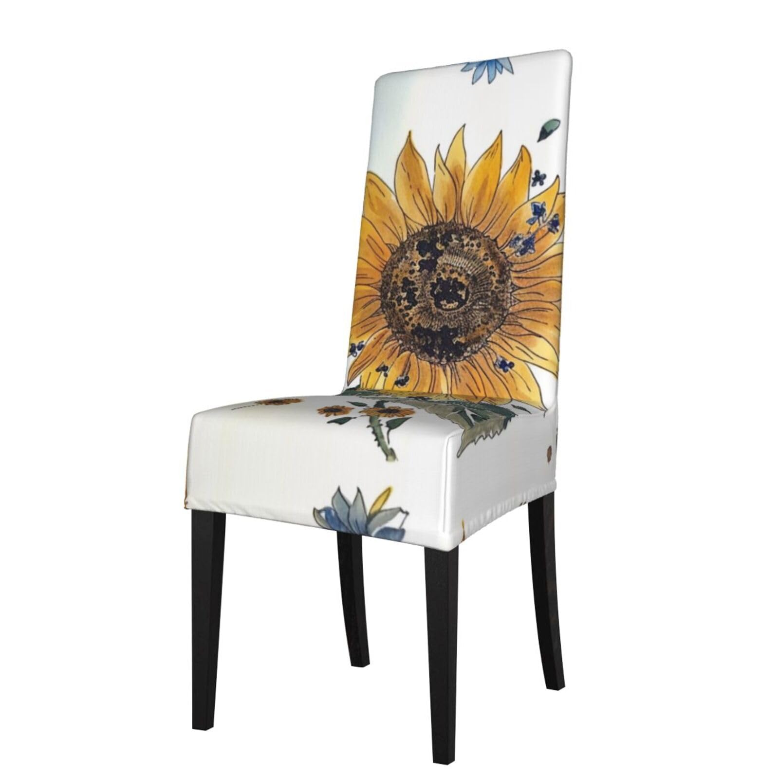 WPKJU Sunflower Print Dining Chair Covers Removable Chair Seat Covers Decorative for Kitchen & Bar Stools